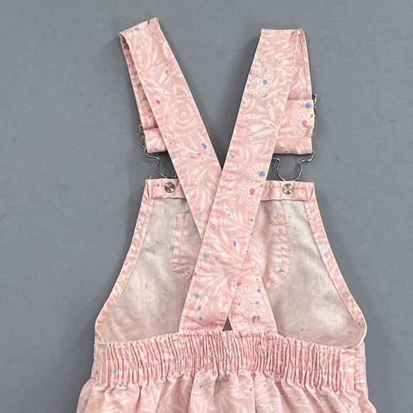 Vintage Oshkosh B’Gosh Jumper Dress Girl 7 Pink Floral Leaf Overall Bibs 90s USA - Picture 4 of 16